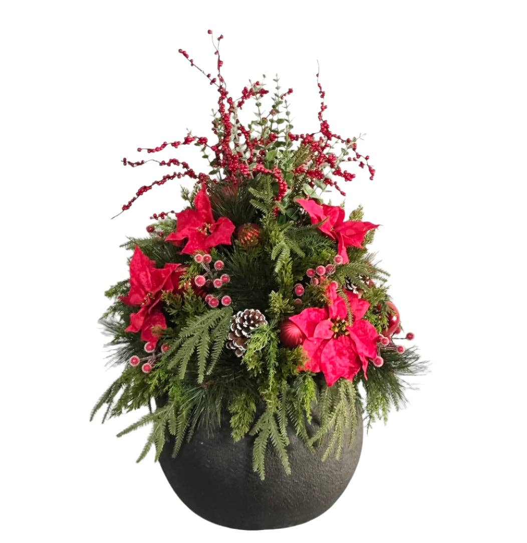 artificial poinsettia potted plants 32" Artificial Poinsettia Party Pot – Before the Door Co