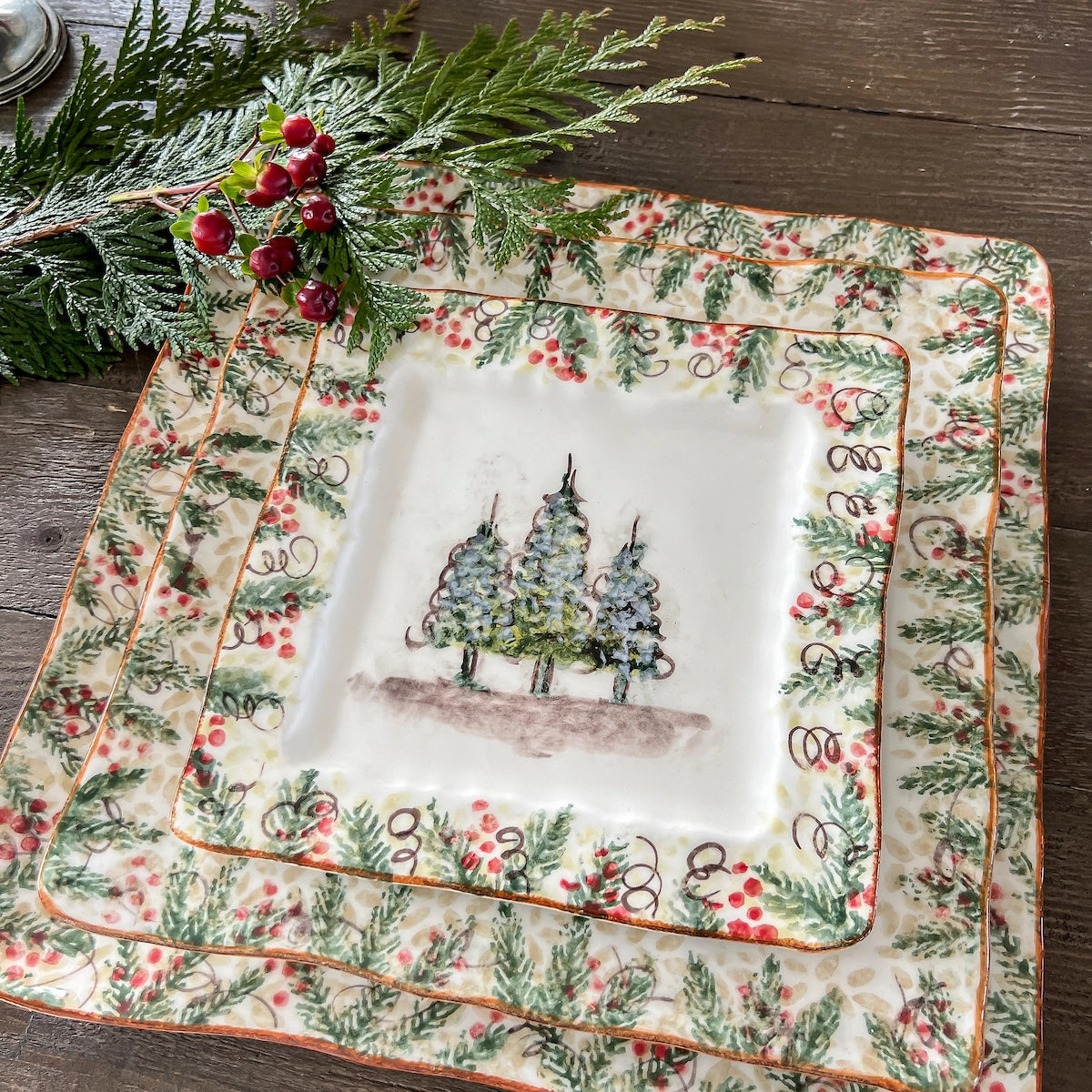 Winter Square Dining Plates