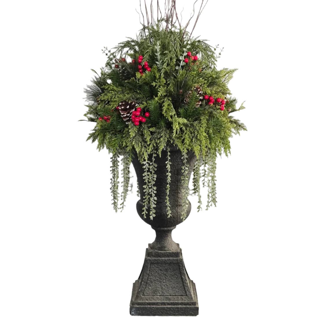 57" Pine, Berry, & Twig Urn