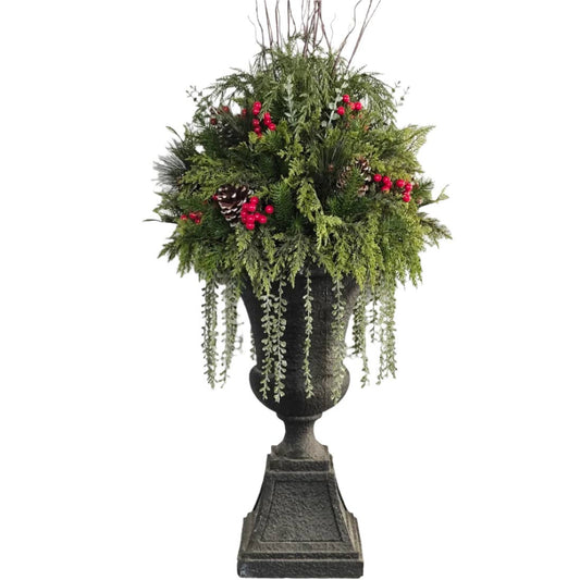 57" Pine, Berry, & Twig Urn