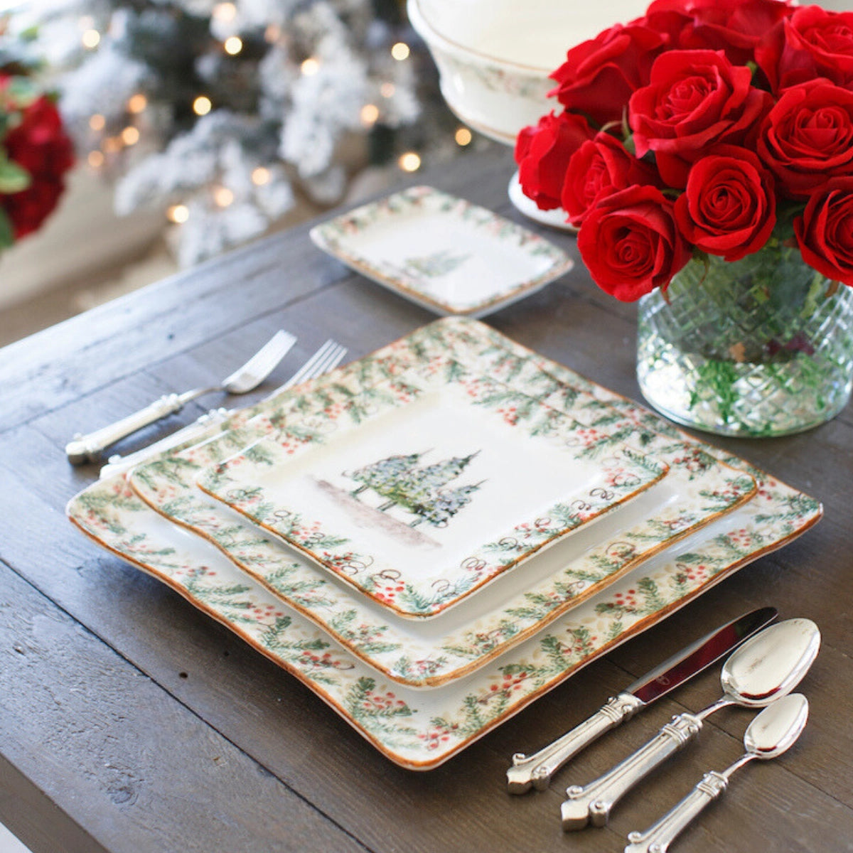Winter Square Dining Plates