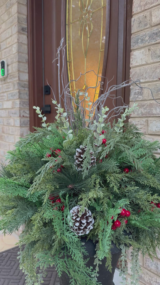 57" Pine, Berry, & Twig Urn